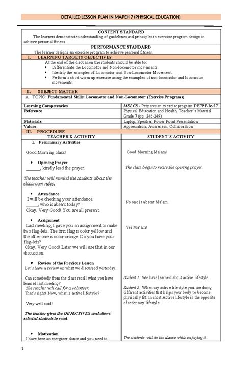 detailed lesson plan about locomotor and nonlocomotor|Teaching Locomotor and Non.